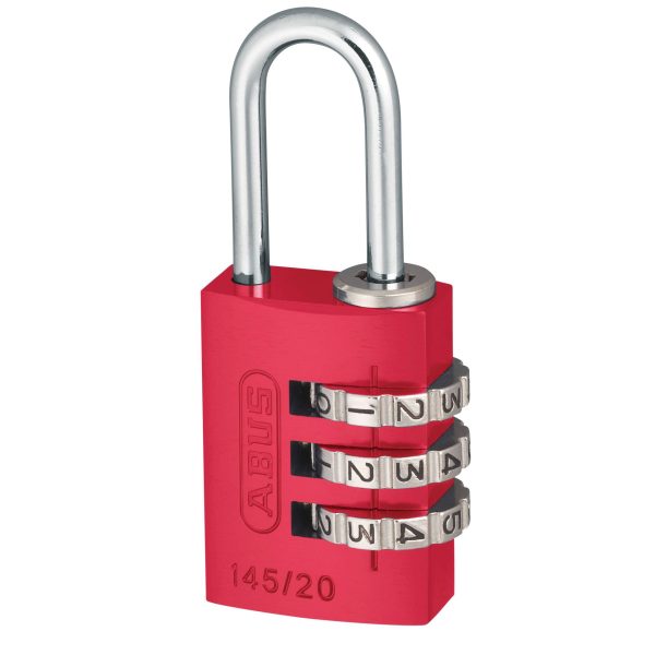 ABUS Mechanical 145/20 20mm Aluminium Combination Padlock Red 46569