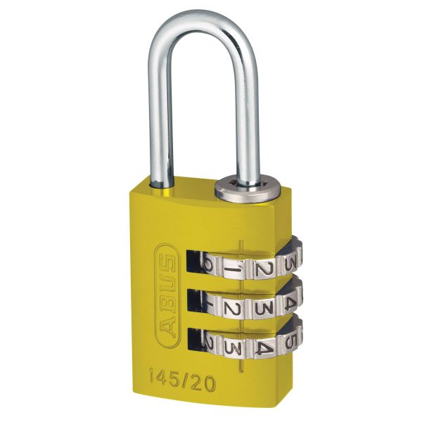 ABUS Mechanical 145/20 20mm Aluminium Combination Padlock Yellow 46572