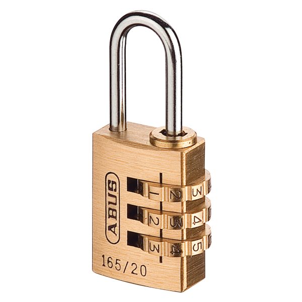 ABUS Mechanical 165/20 20mm Solid Brass Body Combination Padlock (3-Digit) Carded