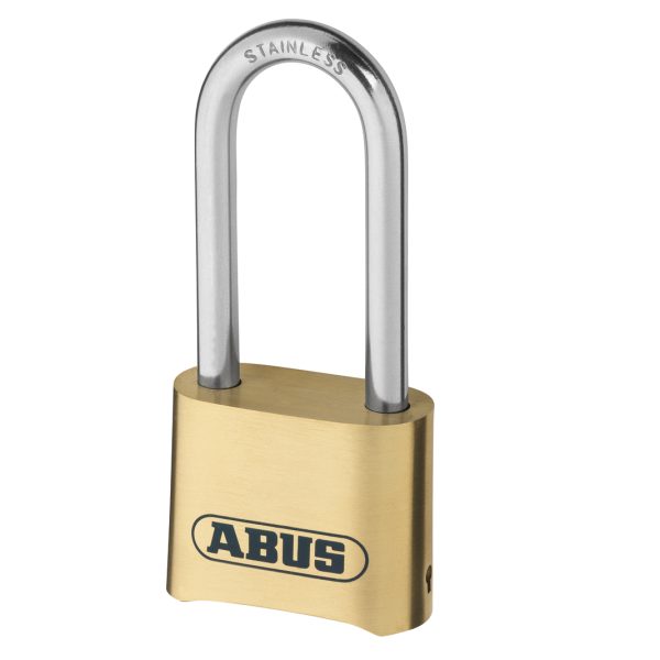 ABUS Mechanical 180IB/50HB63 50mm Brass Body Combination Padlock Long Shackle (4-Digit) Carded