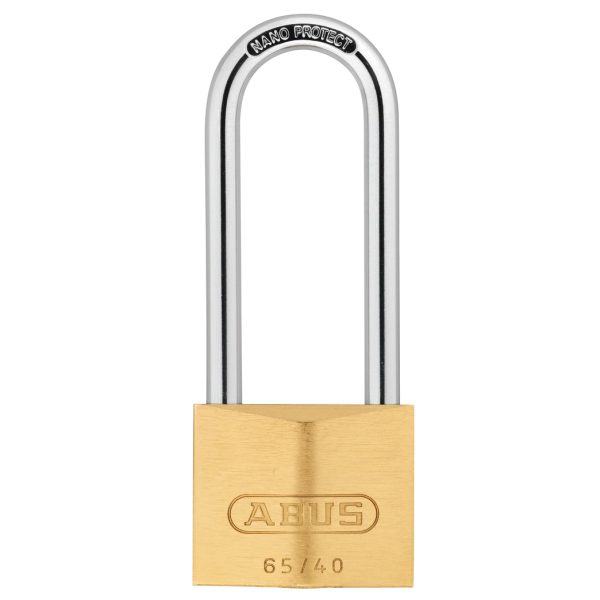 ABUS Mechanical 65/40mm Brass Padlock 63mm Long Shackle Carded