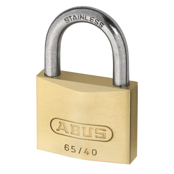ABUS Mechanical 65IB/40mm Brass Padlock Stainless Steel Shackle Carded