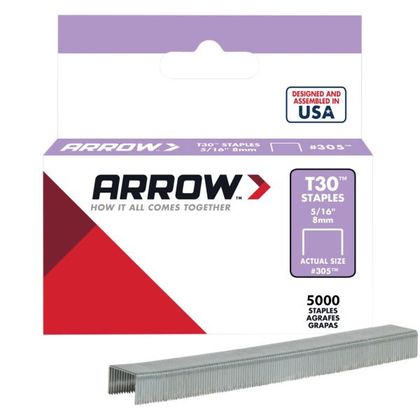 ARROW T30 Staples 305IP 8mm (5/16in) (Box 5000)