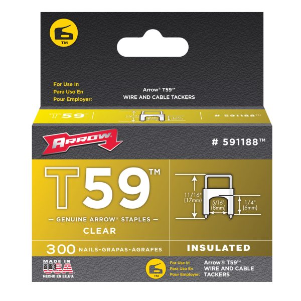 ARROW T59 Insulated Staples Clear 6 x 8mm (Box 300)