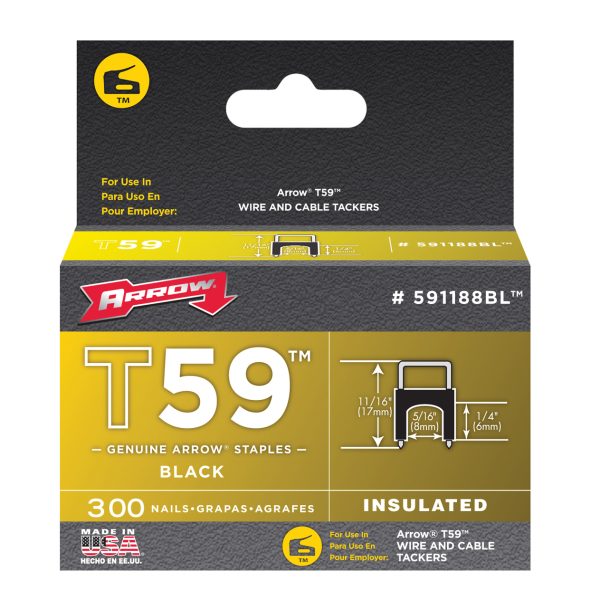 ARROW T59 Insulated Staples Black 6 x 8mm (Box 300)