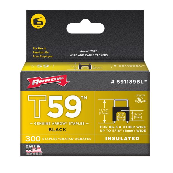 ARROW T59 Insulated Staples Black 8 x 8mm (Box 300)