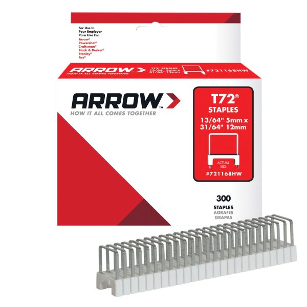 ARROW T72HW Clear Insulated Staples for Hardwood 5 x 12mm (Box 300)