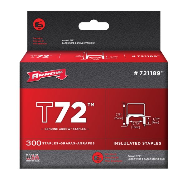 ARROW T72 Clear Insulated Staples 9 x 15mm (Box 300)