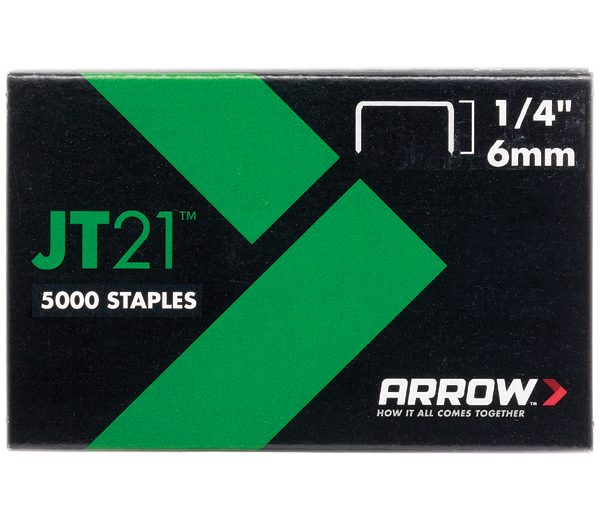 ARROW JT21 T27 Staples 6mm (1/4in) (Box 5000)