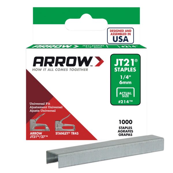 ARROW JT21 T27 Staples 6mm (1/4in) (Box 1000)