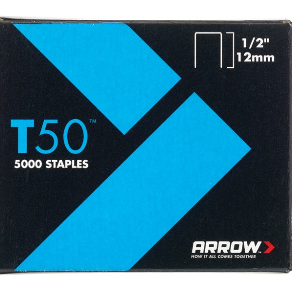 ARROW T50 Staples 12mm (1/2in) (Pack 5000, 4 x 1250)