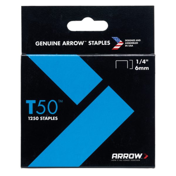 ARROW T50 Staples 6mm (1/4in) (Pack 5000, 4 x 1250)