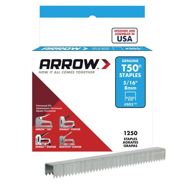 ARROW T50 Staples 8mm (5/16in) (Box 1250)