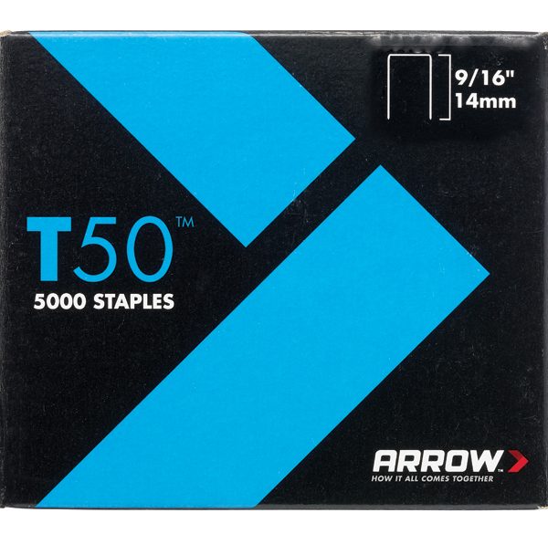 ARROW T50 Staples 14mm (9/16in) (Pack 5000, 4 x 1250)