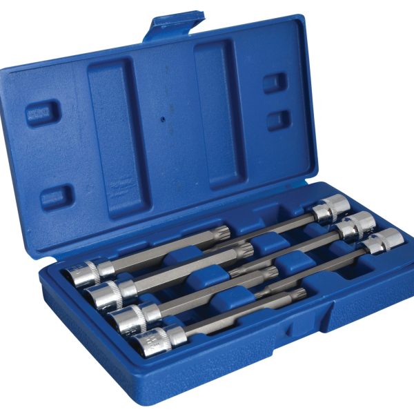 BLUESPOT TOOLS 3/8in Drive Extra Long Spline Socket Bit Set, 7 Piece