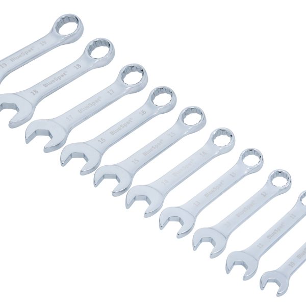 BLUESPOT TOOLS Stubby Combination Spanner Set, 10 Piece
