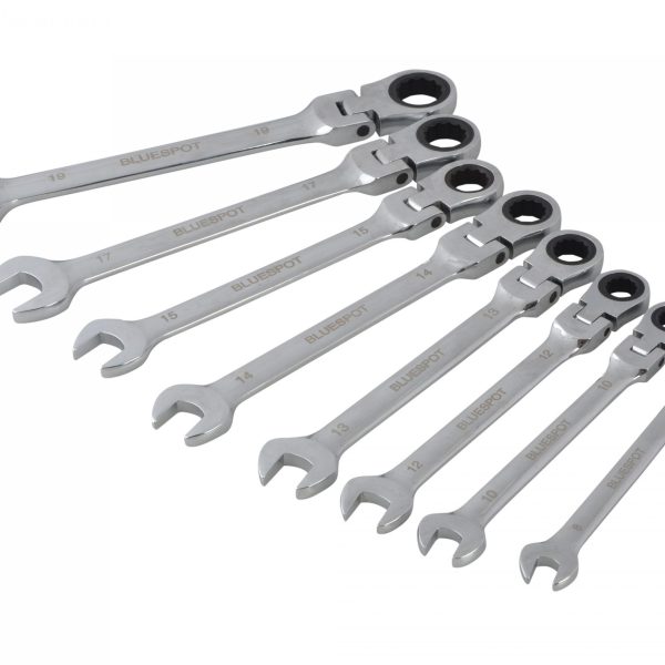 BLUESPOT TOOLS Flexible Head Ratchet Set, 8 Piece