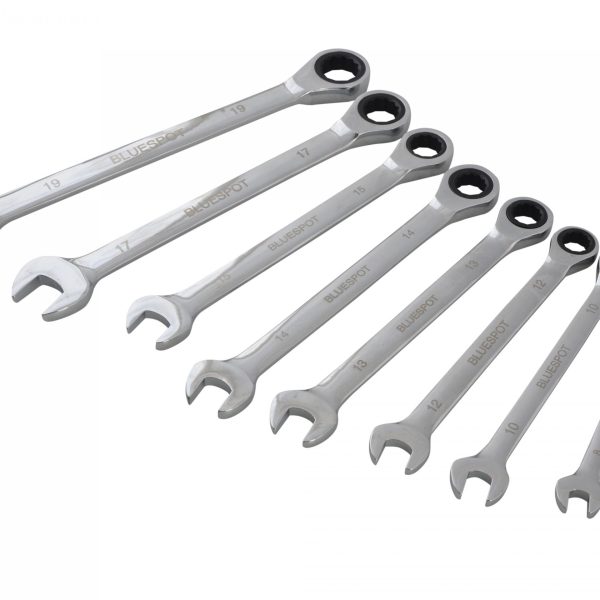BLUESPOT TOOLS Ratchet Spanner Set, 8 Piece