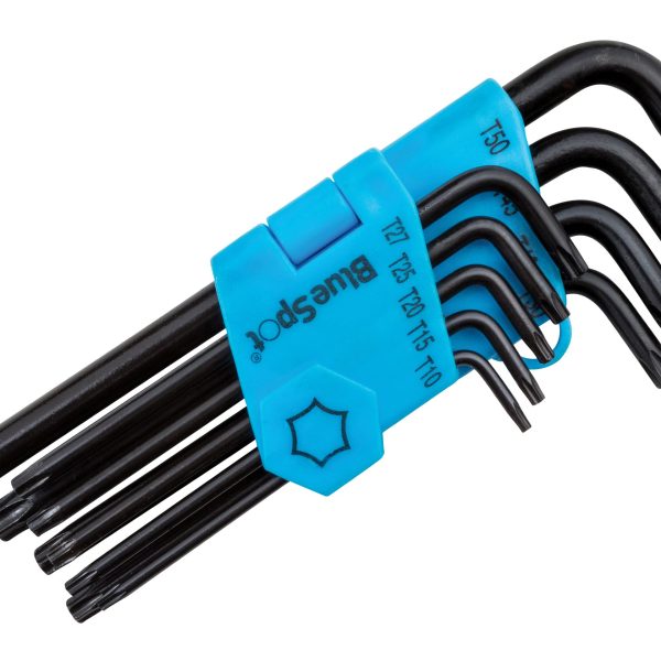 BLUESPOT TOOLS Long Arm Ball End TORX Key Set of 9 (TX10-TX50)