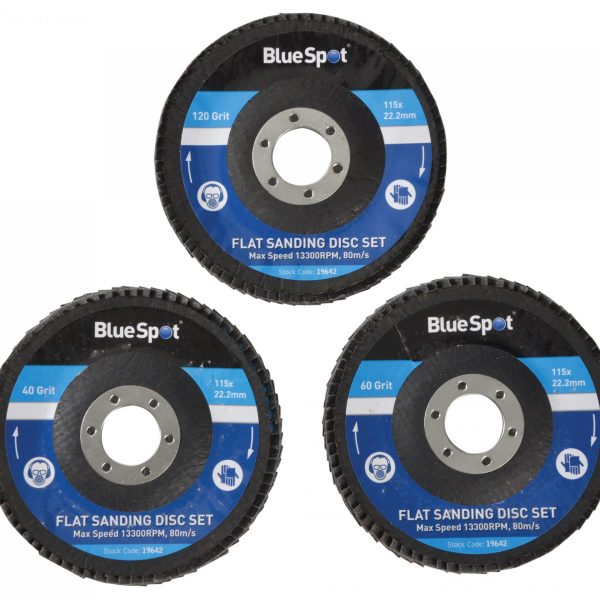 BLUESPOT TOOLS Sanding Flap Disc Set 3 Piece 115mm (4.1/2in)