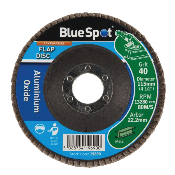 BLUESPOT TOOLS Sanding Flap Disc 115mm 40 Grit