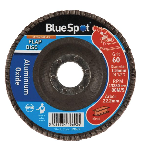 BLUESPOT TOOLS Sanding Flap Disc 115mm 60 Grit