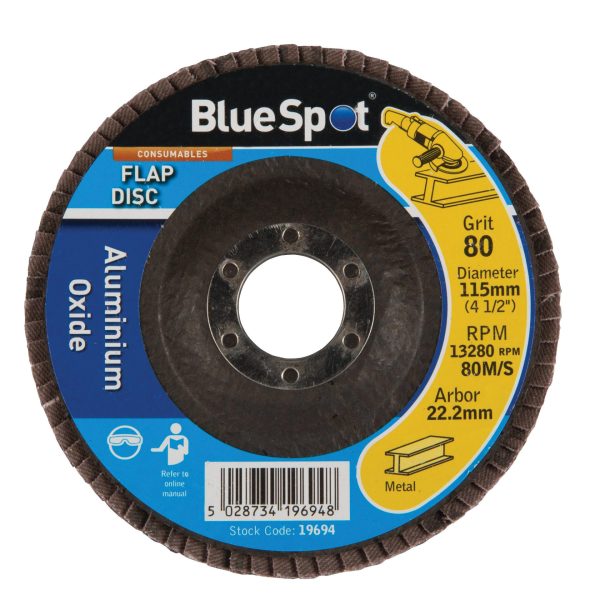 BLUESPOT TOOLS Sanding Flap Disc 115mm 80 Grit