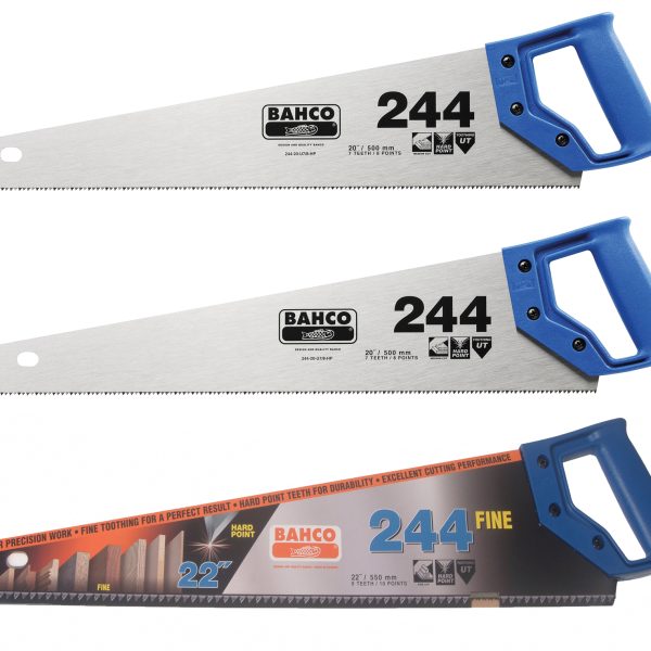 BAHCO 2 x 244 Hardpoint Handsaw 550mm (22in) & 1 x 244 Fine Cut Handsaw 550mm (22in)