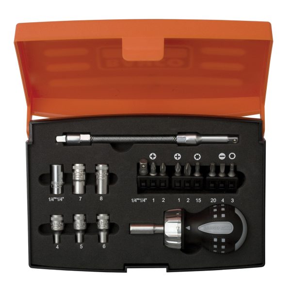 BAHCO 808050S-18 Stubby Ratchet Screwdriver Set, 18 Piece