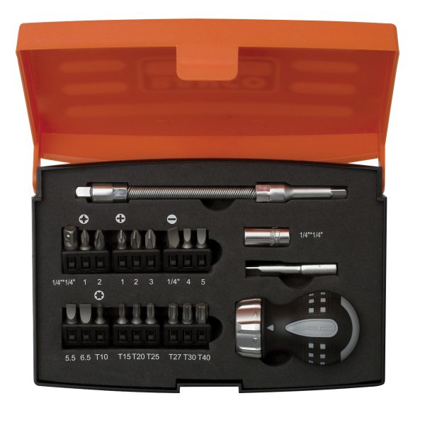 BAHCO 808050S-22 Stubby Ratchet Screwdriver Set, 22 Piece