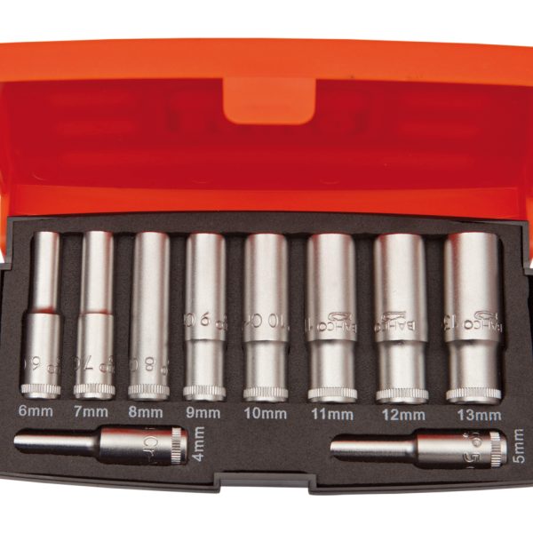 BAHCO S0810L 1/4in Drive Deep Socket Set of 10 Metric