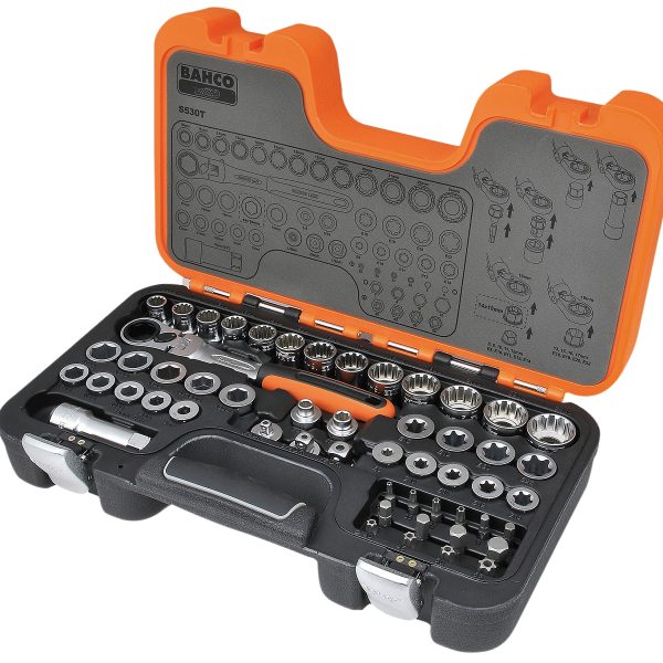 BAHCO S530T Pass-Through Socket Set of 53 Metric 1/2in Drive