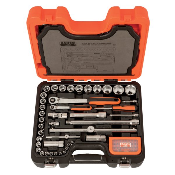 BAHCO S95 1/4in & 1/2in Drive Socket & Mech Set of 95 Metric