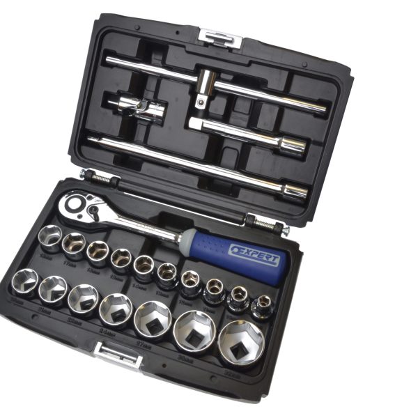 EXPERT Socket & Accessory Set of 22 Metric 1/2in Drive