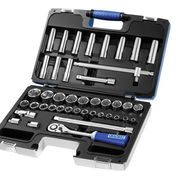 EXPERT Socket & Accessory Set of 42 Metric 1/2in Drive
