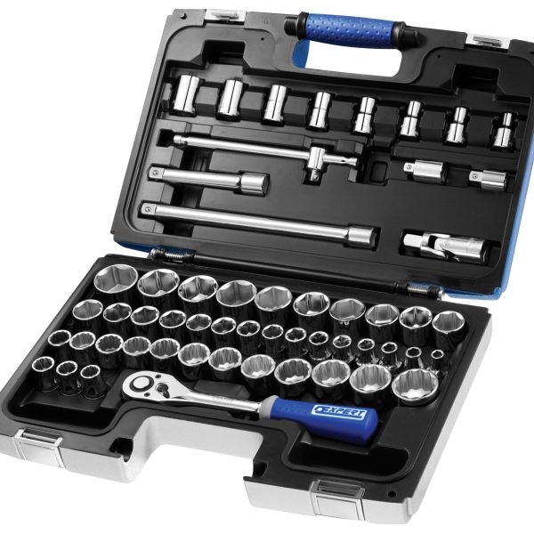 EXPERT Socket & Accessory Set of 55 A/F & Metric 1/2in Drive