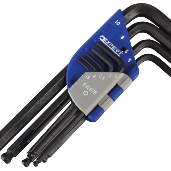 EXPERT Ball End Hexagon Key Long Arm Set, 9 Piece (1.5-10mm)
