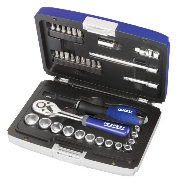 EXPERT Socket & Accessory Set of 34 Metric 1/4in Drive