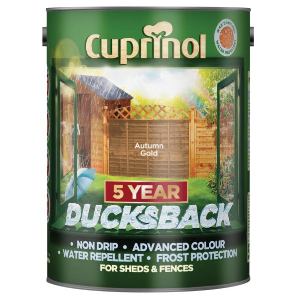 CUPRINOL  Ducksback 5 Year Waterproof for Sheds & Fences Autumn Gold 5 litre