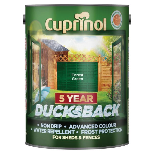 CUPRINOL  Ducksback 5 Year Waterproof for Sheds & Fences Forest Green 5 litre
