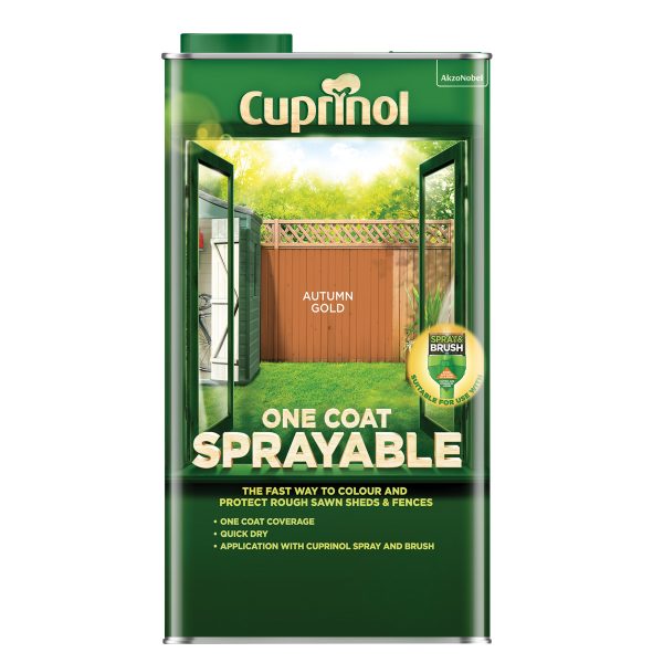 CUPRINOL  One Coat Sprayable Fence Treatment Autumn Gold 5 litre