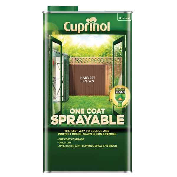 CUPRINOL  One Coat Sprayable Fence Treatment Harvest Brown 5 litre