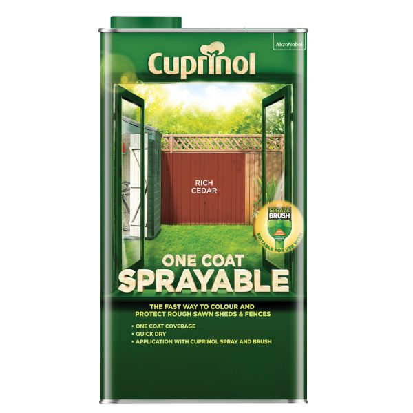 CUPRINOL  One Coat Sprayable Fence Treatment Rich Cedar 5 litre