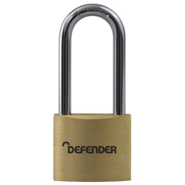 DEFENDER Brass Padlock Long Shackle 40mm