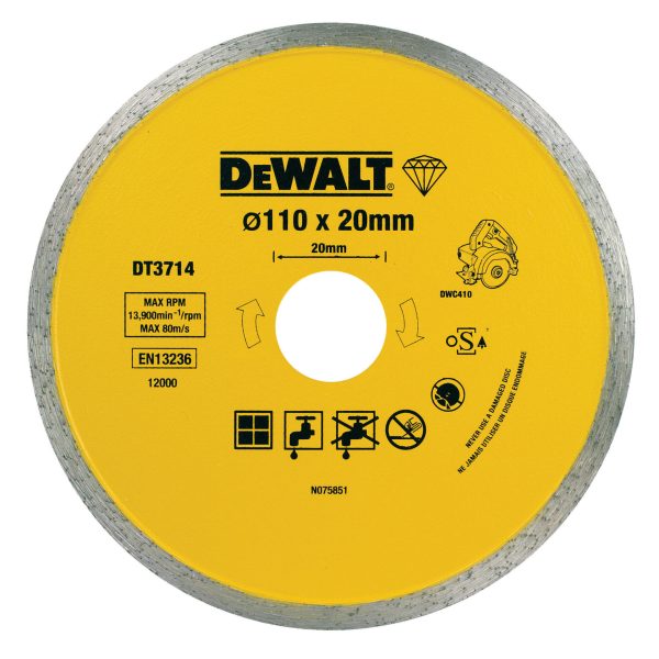 DEWALT DT3714 Diamond Tile Blade 110 x 20mm