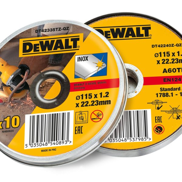 DEWALT DT42335TZ-QZ Inox Metal/Stainless Cutting Disc 115 x 1.2 x 22.23mm (Tin of 10)