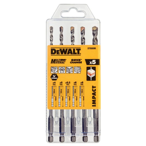 DEWALT DT60099 Extreme Impact Masonry Drill Bit Set 5 Piece