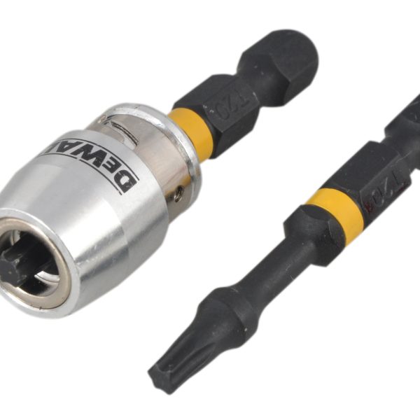 DEWALT DT70537T-QZ Impact Torsion Bits TX0 x 50mm (x2) and Magnetic Screwlock Sleeve