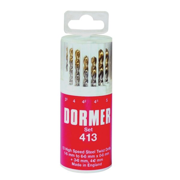 DORMER A094 No.419 HSS TiN Coated Drill Set of 19 1.00mm-10.00mm x 0.5mm