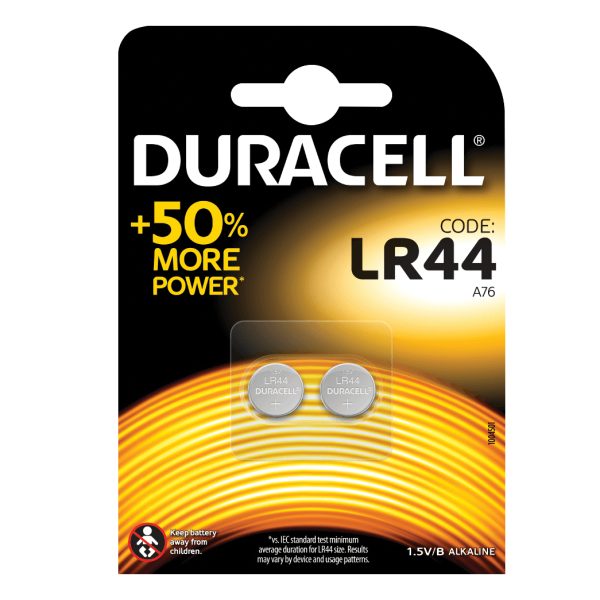 DURACELL LR44 A76 Button Battery (Pack 2)